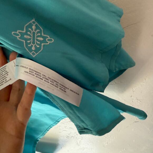 Ariat Misty Kimono Maui Blue Open Front Embroidered Cardigan S/P NWT - Picture 9 of 10